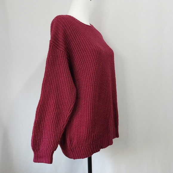 L.A Hearts Burgundy Crewneck Ribbed Knit Long Sleeve Pullover Sweater XS - Picture 9 of 10